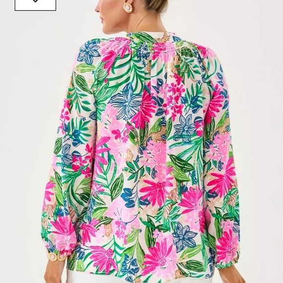 Lilly Pulitzer 100% Silk Pink Print Long Sleeve Blouse - Picture 9 of 12